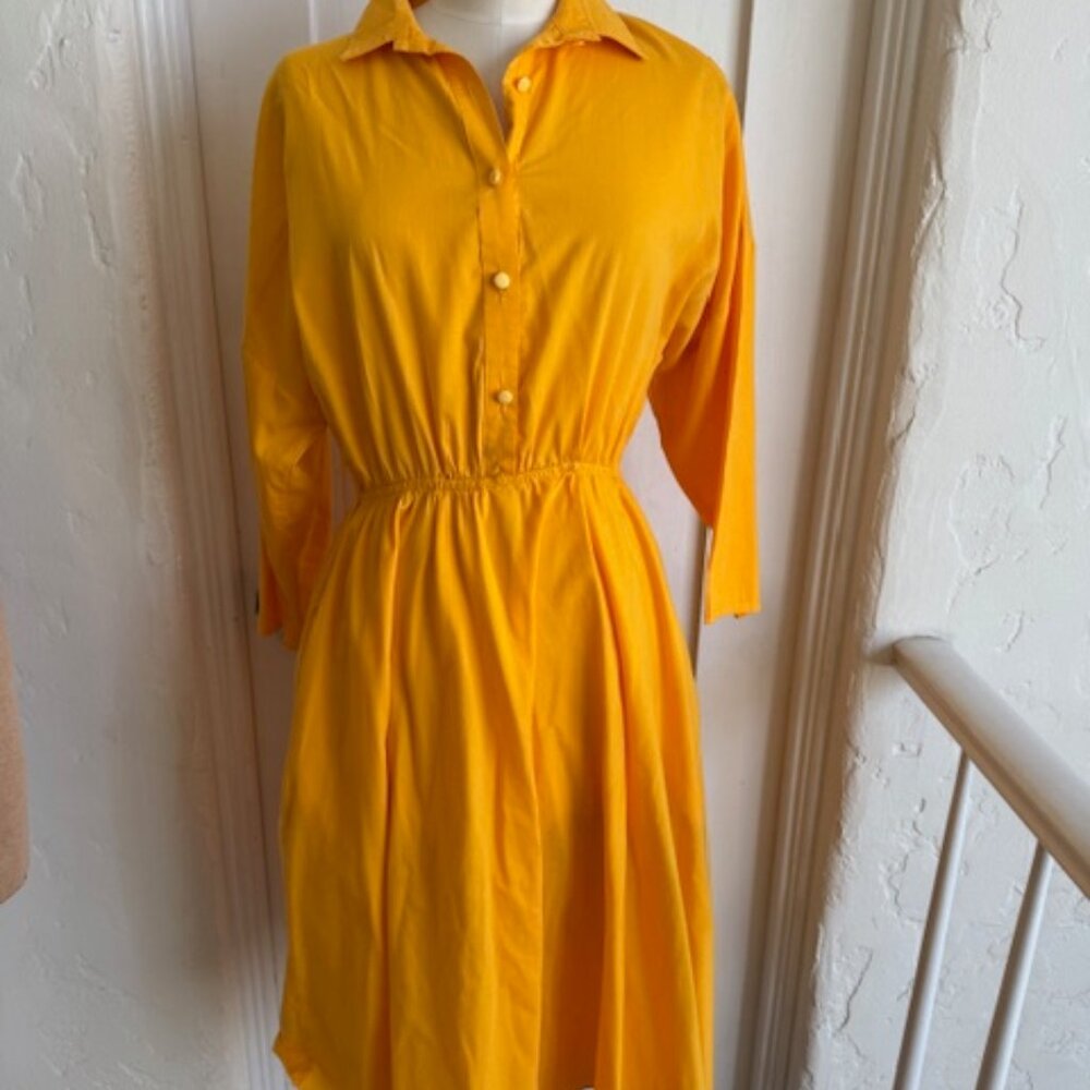 Vintage 80sThe American Shirt Dress bright gold dress size L